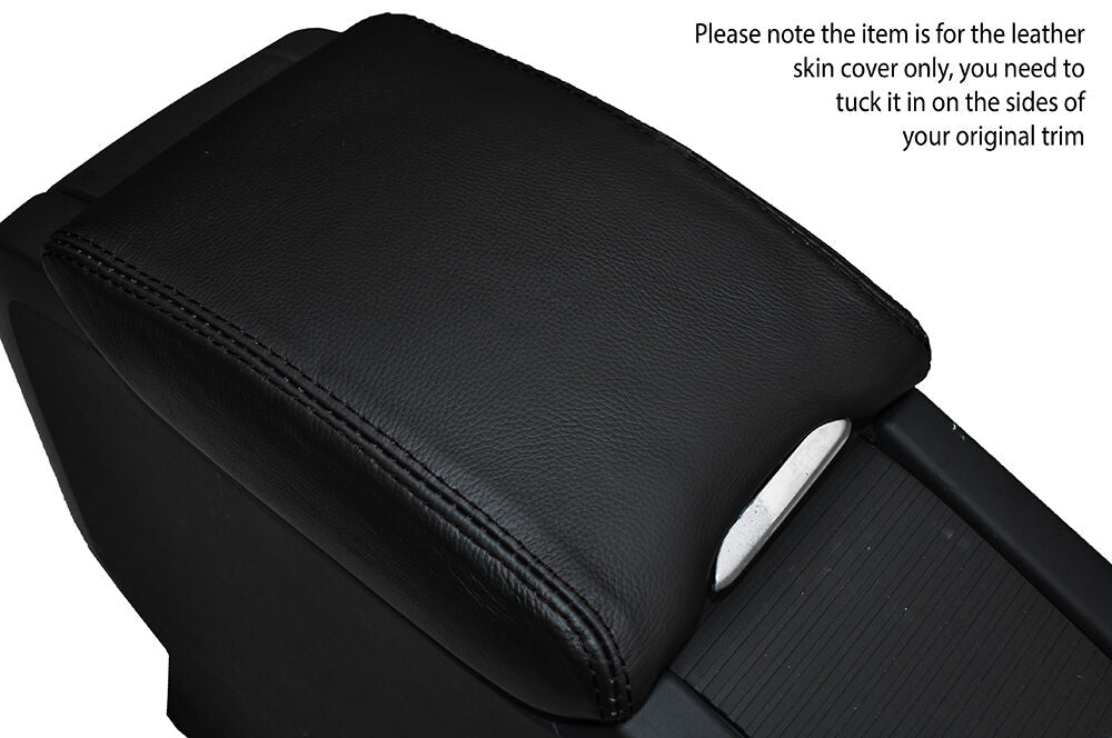 BLACK STITCH LEATHER ARMREST SKIN COVER FITS VOLVO S60 MK2 2010-2015 CUSTOM NEW