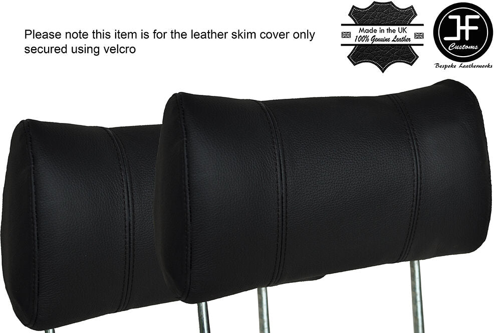 BLACK STITCHING 2X FRONT HEADREST LEATHER COVERS FITS FORD CAPRI MK3 1978-1986
