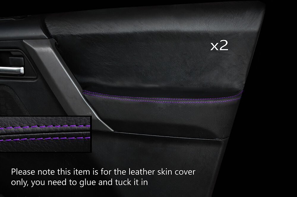 PURPLE STITCH 2X FRONT DOOR CARD SKIN COVERS FITS LAND ROVER FREELANDER 2 06-14