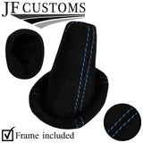 L BLUE STITCH SUEDE GEAR GAITER+PLASTIC FRAME FOR LOTUS ELISE EXIGE S2 04-14