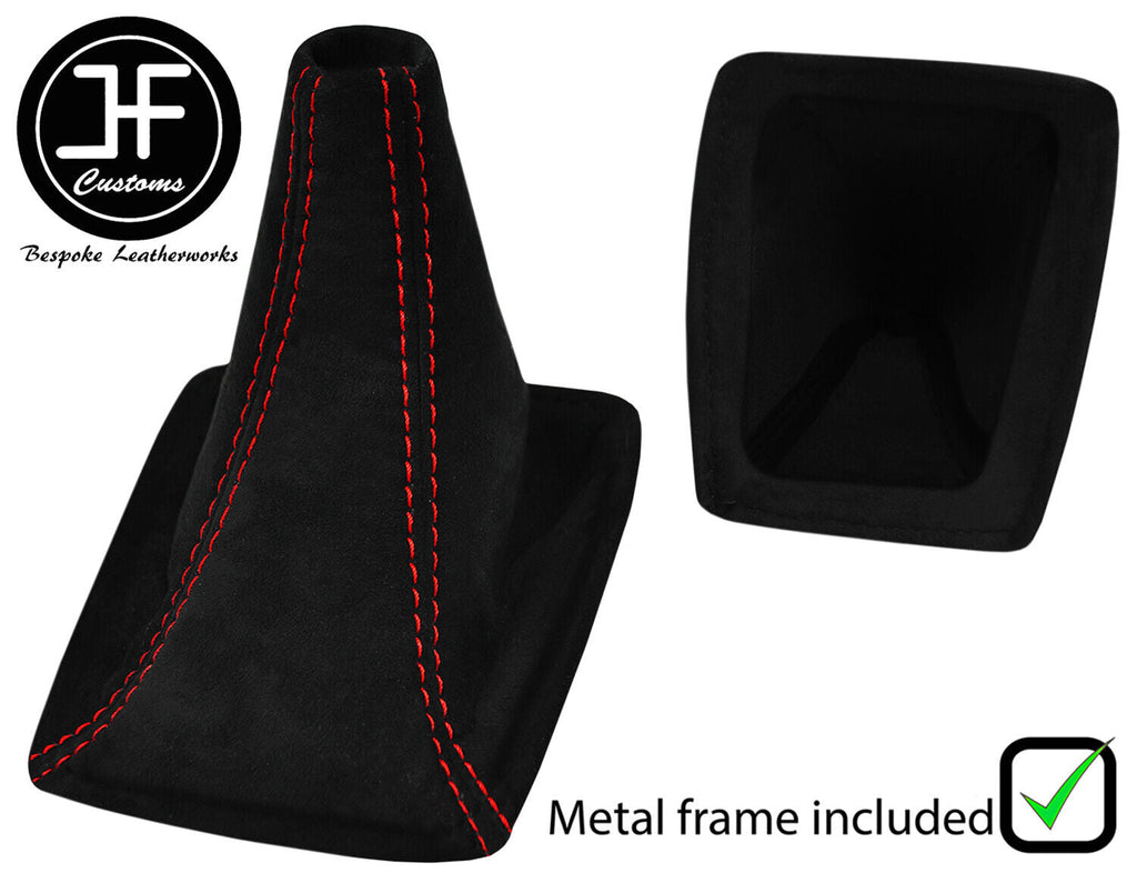 RED STITCH LUXE SUEDE GEAR GAITER+METAL FRAME FOR TOYOTA CELICA MK7 99-06