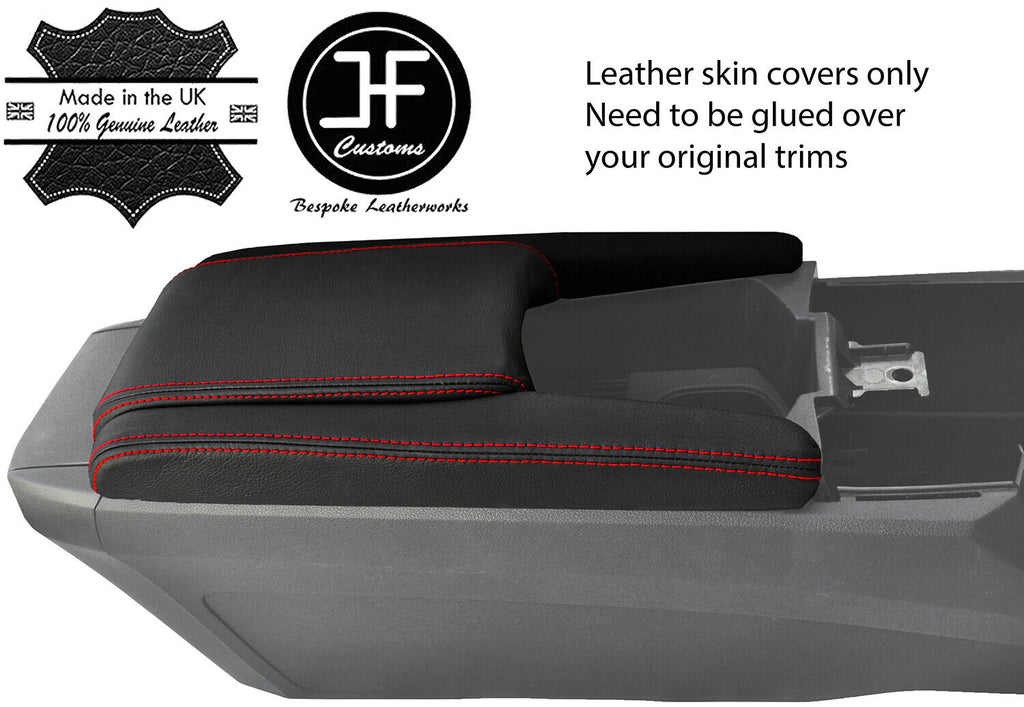 RED STITCH LEATHER CONSOLE SIDE TRIM&ARMREST COVER FOR HONDA CIVIC MK10 17-19