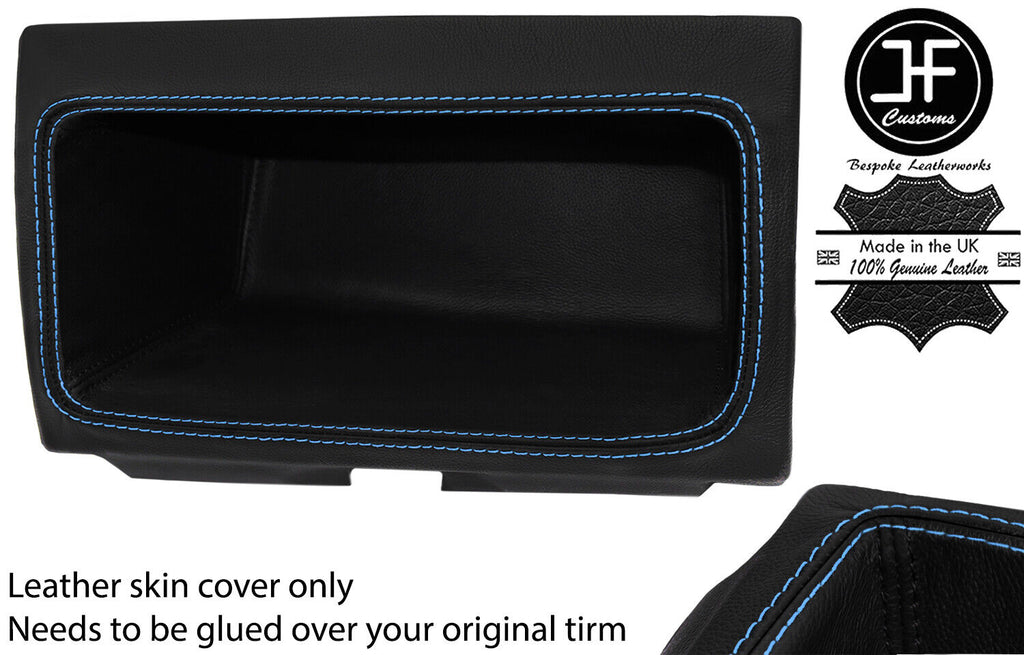 BLUE STITCH DASH CUBBY BOX LEATHER COVER FITS FORD TRANSIT MK7 2006-2013