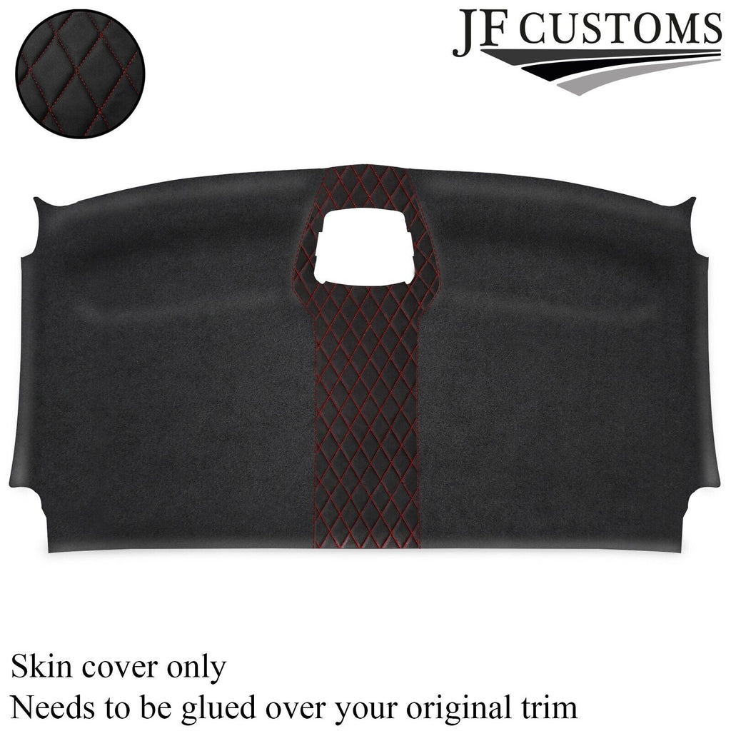 DARK RED STITCH DIAMOND D GREY SUEDE FRONT HEADLINER COVER FOR VW CRAFTER 06-17
