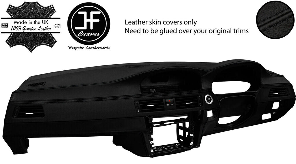 BLACK STITCH FULL DASHBOARD KIT LEATHER COVERS FOR BMW E90 E91 E92 E93 SAT NAV