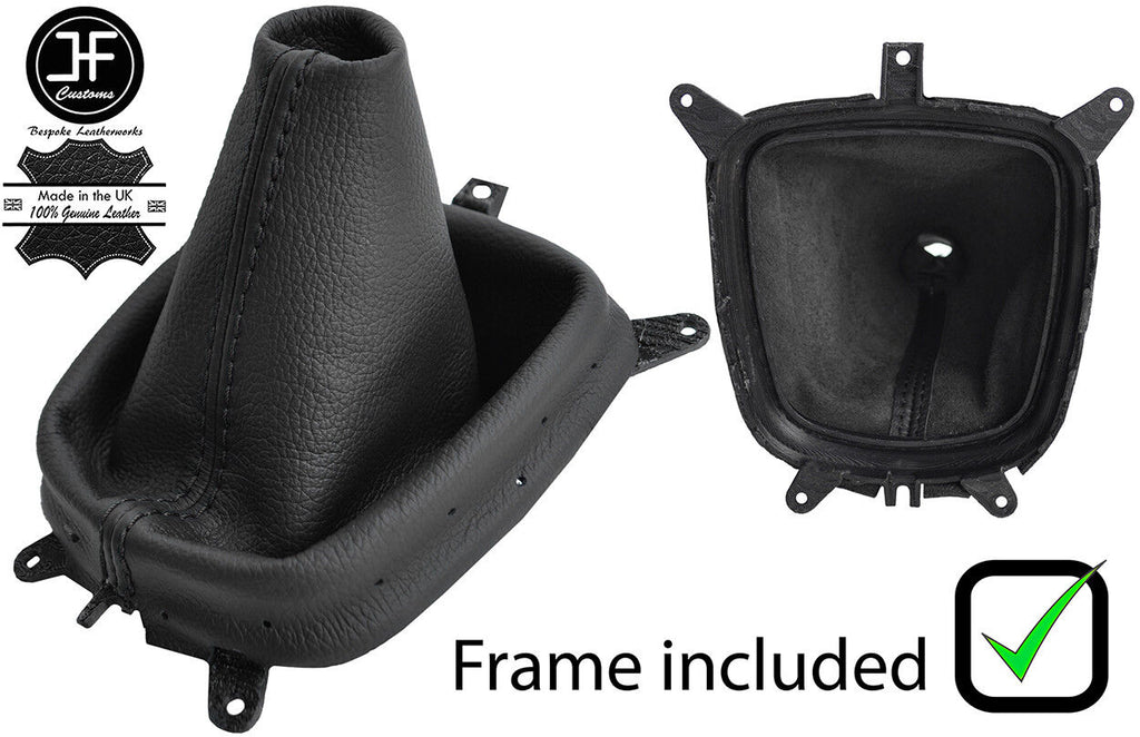 BLACK STITCH LEATHER MANUAL GEAR GAITER+PLASTIC FRAME FITS MAZDA 323 323F 95-98