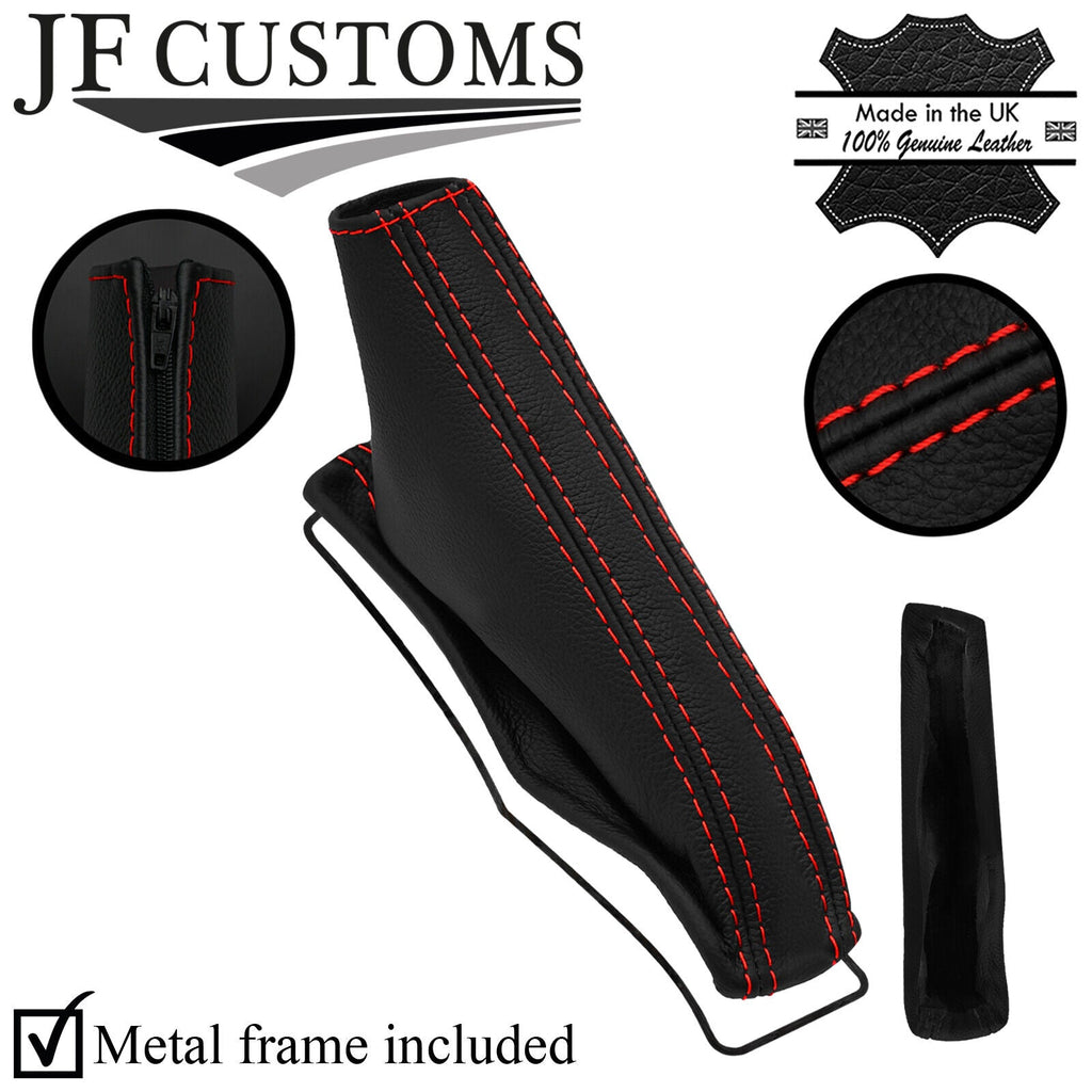 RED STITCH LEATHER HANDBRAKE + METAL FRAME FITS TOYOTA LANDCRUISER J120 02-09
