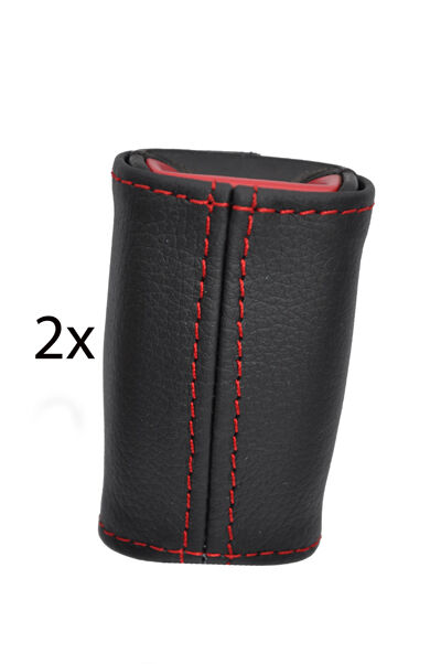 red stitch FITS TOYOTA AVENSIS 02-08 2X FRONT SEAT BELT STALK LEATHER COVERS