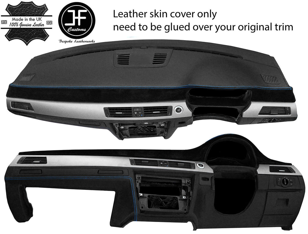 BLUE STITCH DASH DASHBOARD LEATHER & SUEDE COVER FOR BMW 3 E90 E91 E92 E93