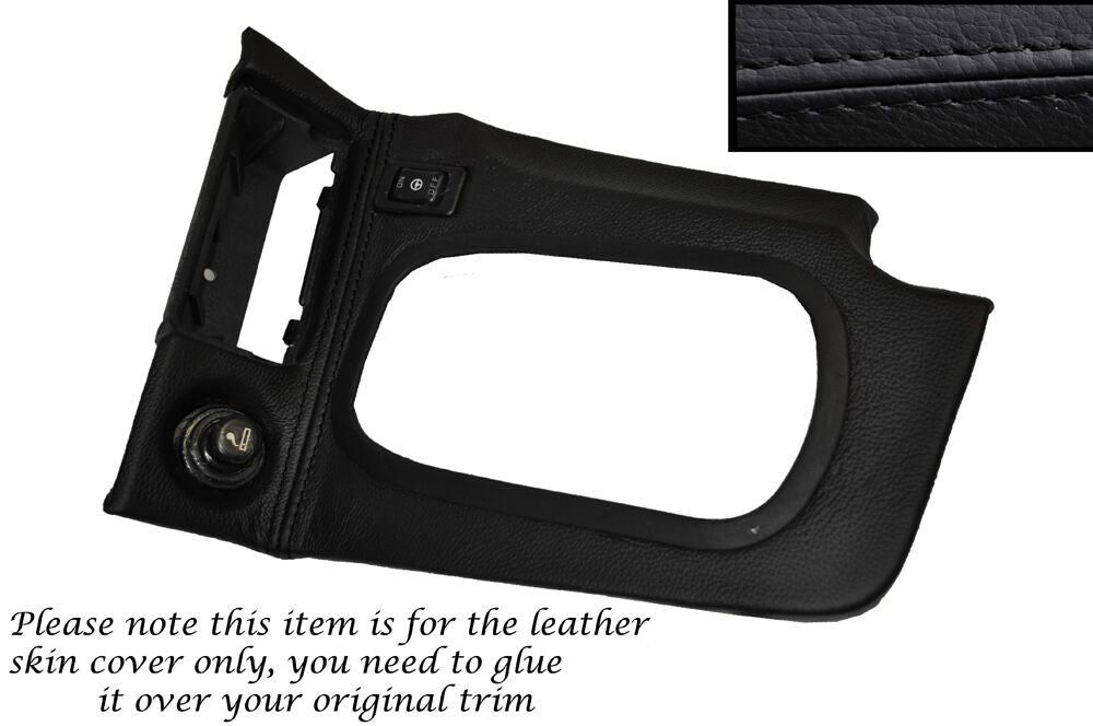 BLACK STITCH AUTO AUTOMATIC GEAR SURROUND LEATHER COVER FITS NISSAN SKYLINE R34