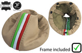 IVORY REAL LEATHER ITALIAN FLAG STRIPES GEAR+PLASTIC FRAME FOR FIAT 500 07-16