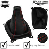 RED STITCH LEATHER GEAR GAITER+PLASTIC FRAME FOR HYUNDAI ACCENT MK2 LC 00-05