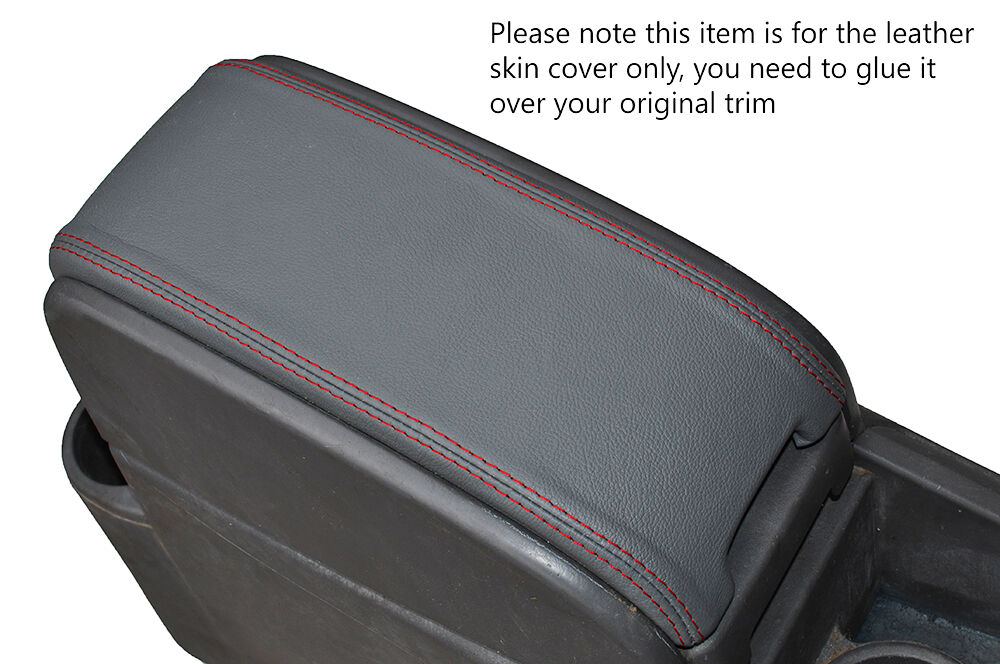 RED STITCH GREY LEATHER ARMREST SKIN COVER FITS MAZDA BT50 BT-50 06-11