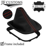 RED STITCHING LEATHER MANUAL GEAR GAITER + FRAME FITS CITROEN DS4 2010-2015