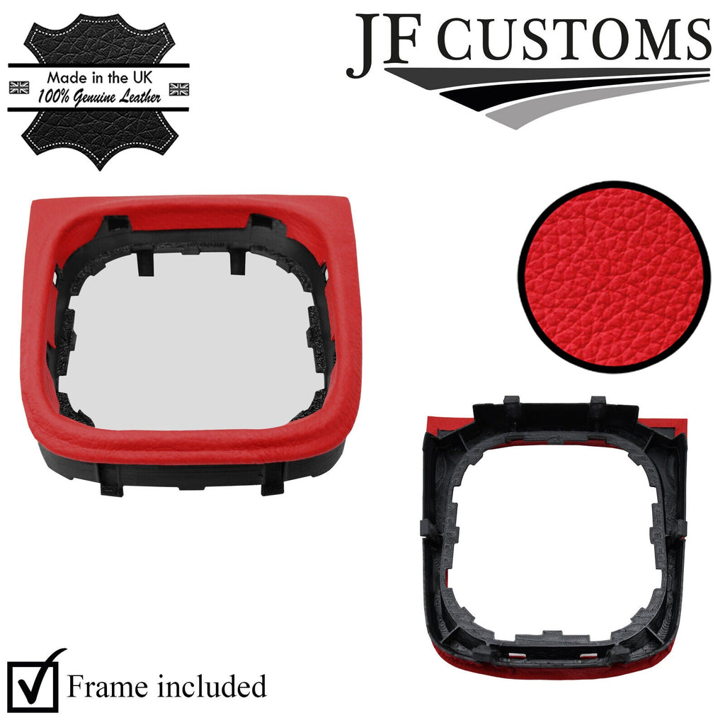 RED LEATHER MANUAL GEAR SURROUND COVER + FRAME FOR VW GOLF MK5 03-08 CUSTOM NEW