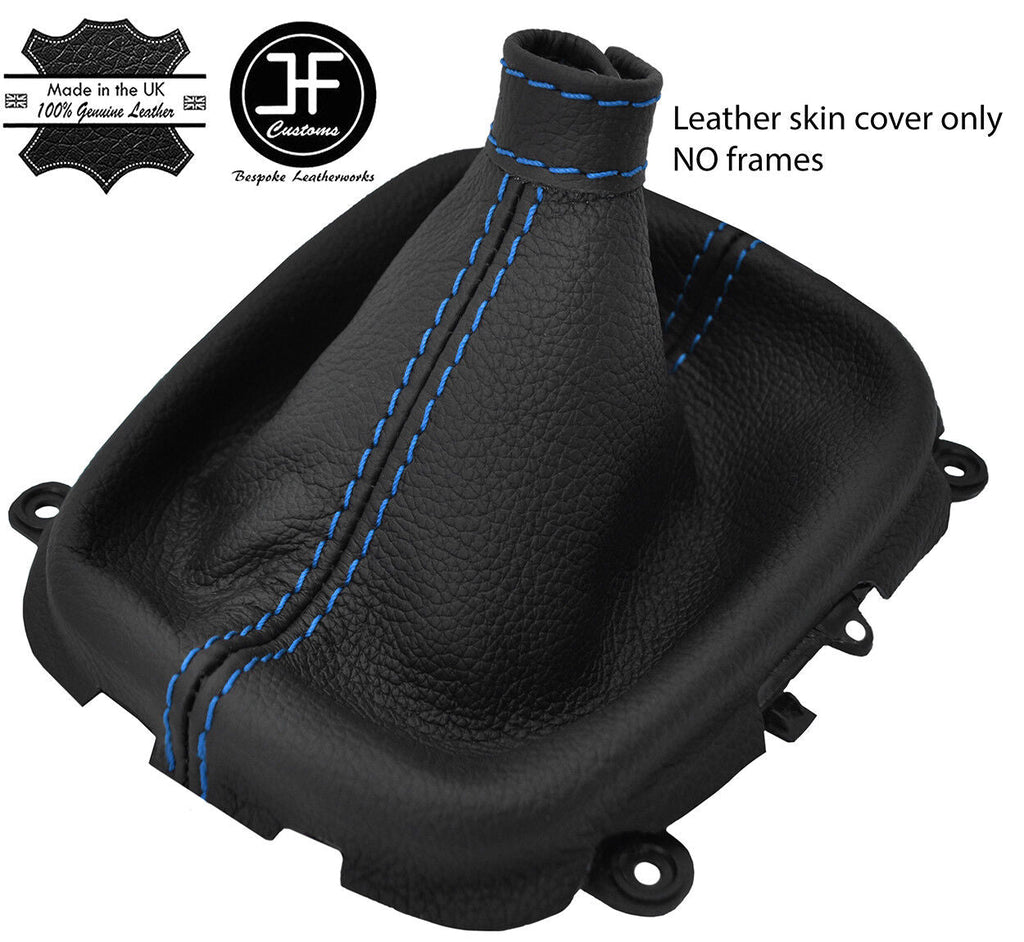 BLUE  STITCH TOP GRAIN LEATHER MANUAL GEAR GAITER FITS HYUNDAI i30 2007-2011