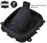BLUE  STITCH TOP GRAIN LEATHER MANUAL GEAR GAITER FITS HYUNDAI i30 2007-2011