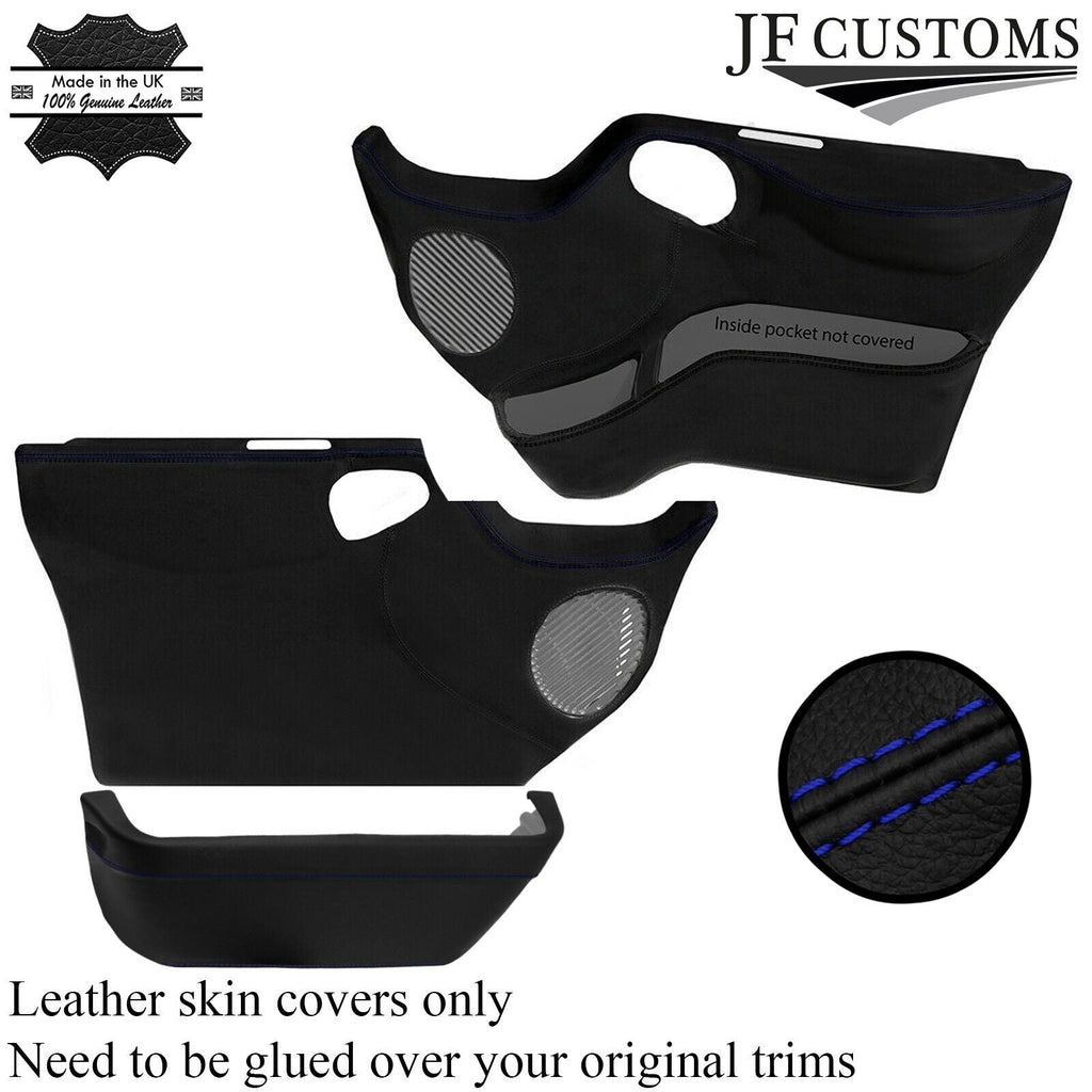 BLUE STITCH 2X FRONT FULL DOOR CARD LEATHER COVERS FITS FORD TRANSIT MK7 06-14
