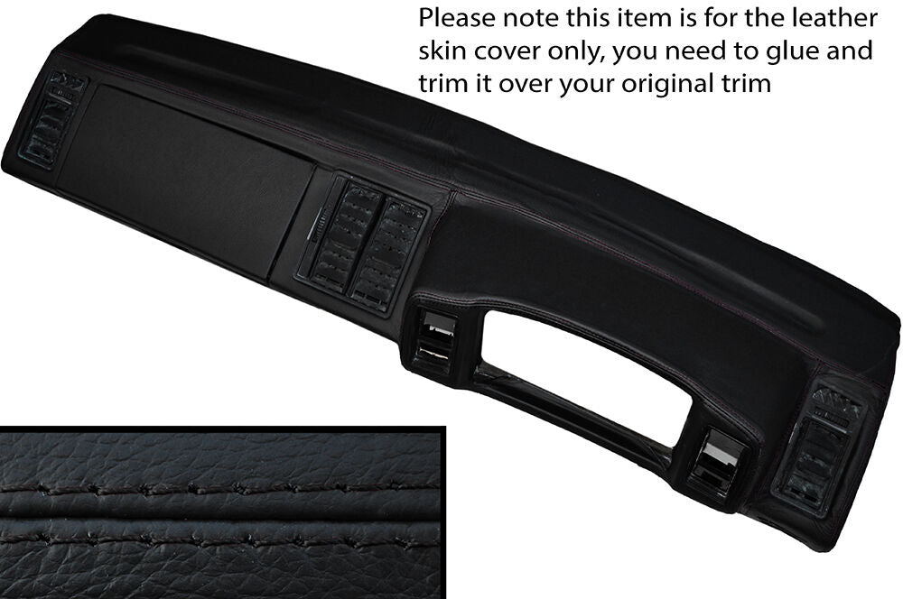 BLACK STITCH DASH DASHBOARD LEATHER SKIN COVER FITS VW SCIROCCO MK2 1981-1992