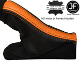 BLACK & ORANGE LEATHER HANDBRAKE GAITER E BRAKE BOOT FITS FORD MUSTANG 2015-2017