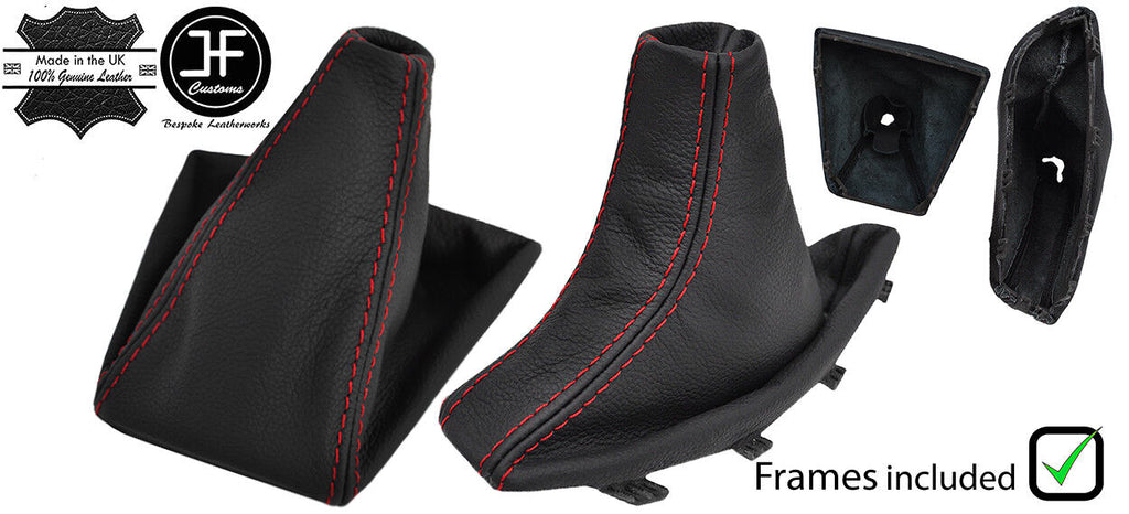RED STITCH LEATHER GEAR HANDBRAKE GAITER + PLASTIC FRAME FOR BMW X3 E83 03-10