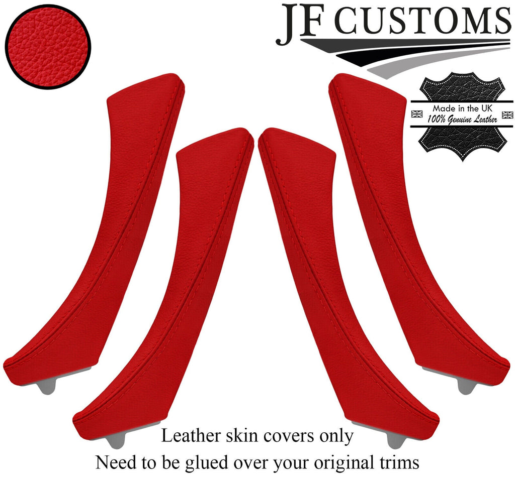 RED ITALIAN LEATHER 4X FRONT REAR DOOR HANDLE COVERS FOR BMW E90 E91 CUSTOM NEW