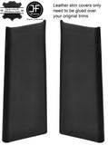 BLACK & BLACK 2X LOWER B PILLAR 2 TONE LEATHER COVERS FOR DISCOVERY 4 2009-2016