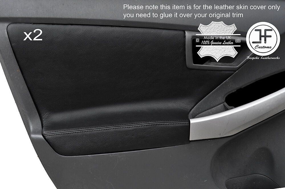 BLACK STICH 2X FRONT DOOR CARD TRIM COVERS FITS TOYOTA PRIUS 2010-2015