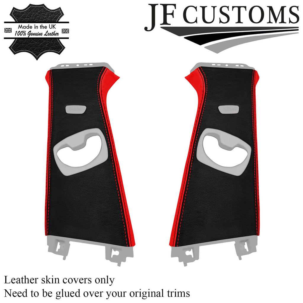 RED & BLACK LEATHER 2X UPPER B PILLAR COVERS FITS BMW 3 SERIES F30 F31 11-18