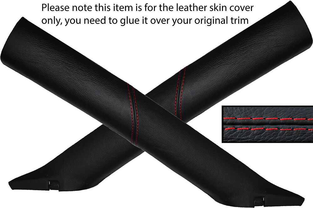 RED STITCH 2X A POST PILLAR LEATHER SKIN COVERS FITS BMW Z3 1995-2003 CUSTOM NEW