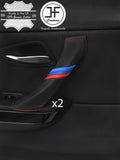RED STITCH TRI STRIPE 2X REAR DOOR HANDLE LEATHER COVERS FOR BMW E90 E91 06-13