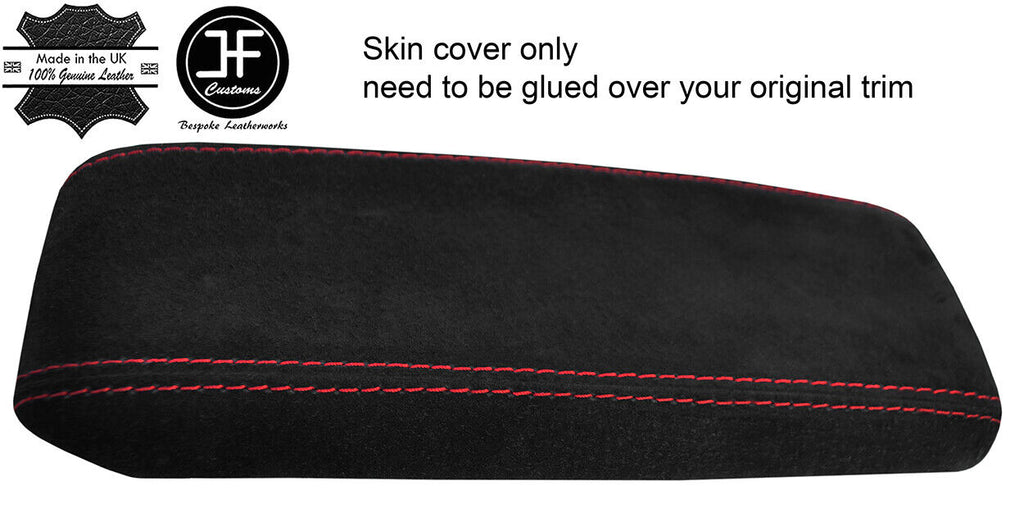RED STITCHING REAL SUEDE ARMREST COVER FITS MAZDA CX3 CX-3 2015-2018 CUSTOM NEW