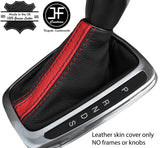 BLACK & RED STRIPE LEATHER AUTOMATIC GEAR GAITER FOR FORD GALAXY MK4 15-18