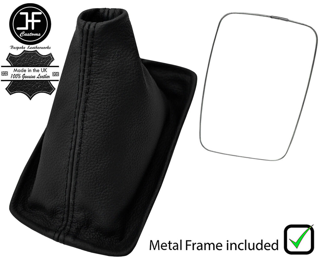 BLACK STITCH REAL LEATHER GEAR GAITER WITH METAL FRAME FITS HONDA PRELUDE 87-91