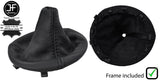 BLACK STITCH REAL LEATHER GEAR GAITER WITH PLASTIC FRAME FOR FIAT 500 2007-2015