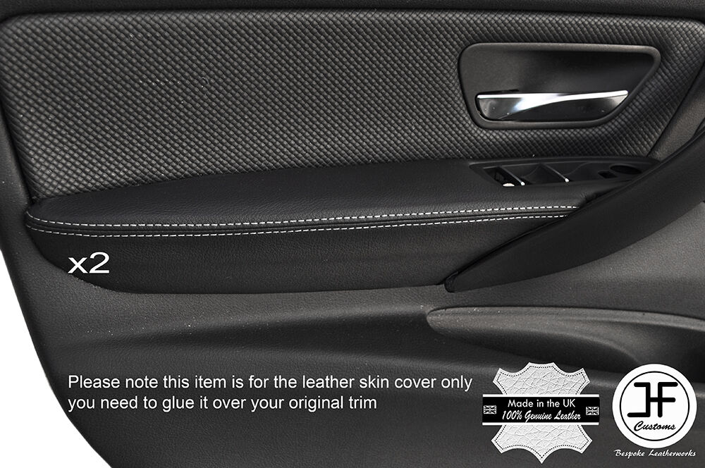 WHITE STITCH 2X FRONT DOOR ARMREST LEATHER COVERS FITS BMW 3 SERIES F30 F31