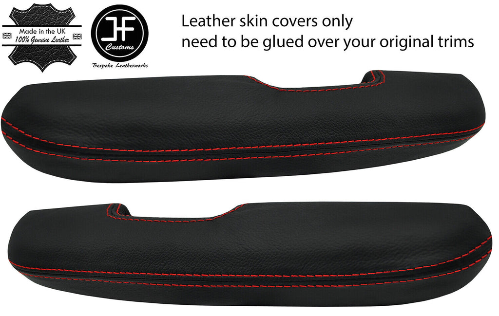 RED STITCH 2X DOOR HANDLE ARMREST LEATHER COVERS FITS FORD MUSTANG 1967-1968