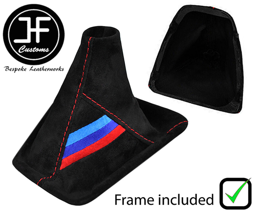 RED STITCH TRI STRIPE MANUAL SUEDE GEAR GAITER+PLASTIC FRAME FOR BMW E90 E91 E92