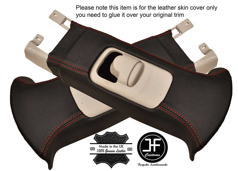 RED STITCH 2X UPPER B PILLAR LEATHER COVERS FITS BMW MINI R50 R53 2001-2006