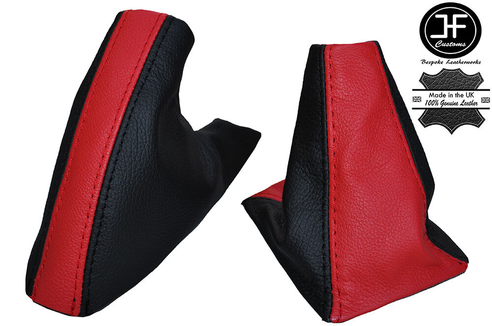 BLACK & RED LEATHER GEAR STICK & HANDBRAKE GAITER FOR MG MGF 1995-2000