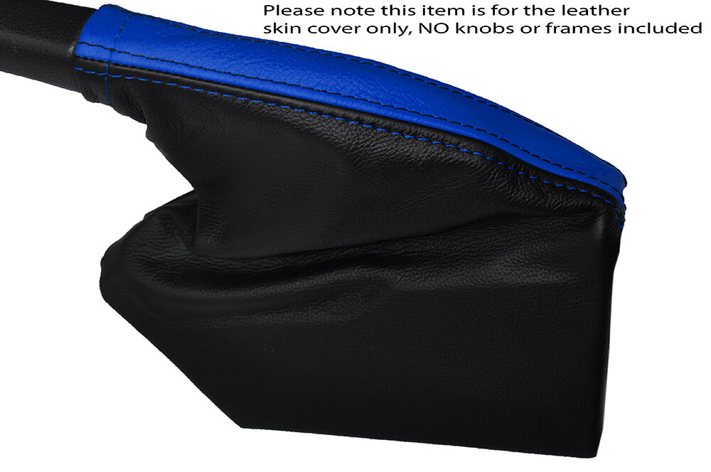 BLACK & BLUE STRIPE LEATHER HANDBRAKE GAITER FITS SUBARU IMPREZA WRX STI 08-15