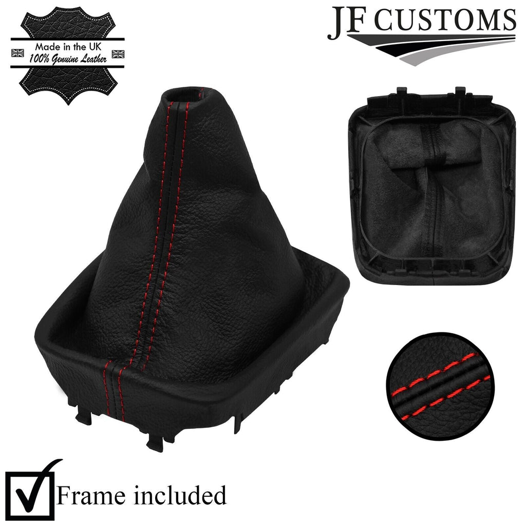 RED STITCH LEATHER GEAR COVER + PLASTIC FRAME FITS VW GOLF PLUS 05-09 CUSTOM NEW