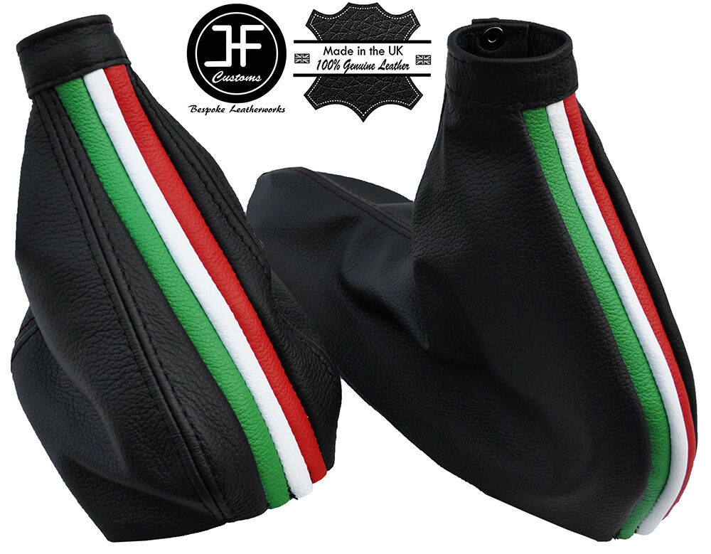 BLACK STITCH ITALIAN FLAG GEAR & HANDBRAKE GAITER FITS ALFA ROMEO 147 2001-2010