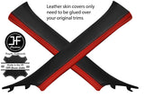 BLACK & RED LEATHER 2X A POST PILLAR COVERS FOR TOYOTA GT86 SUBARU BRZ 12-19