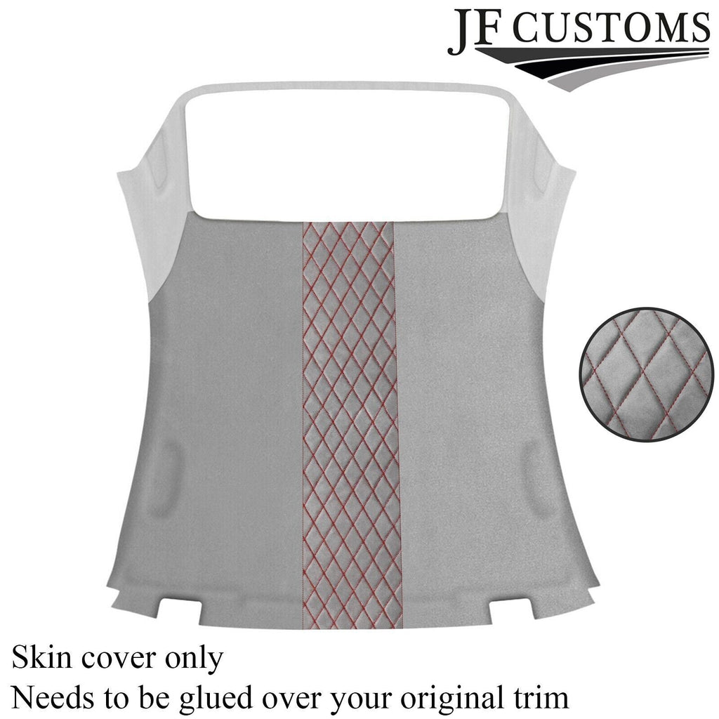 DSG2 D RED STITCH L GREY LUXE SUEDE HEADLINER COVER FOR BMW E46 CONVERTIBLE