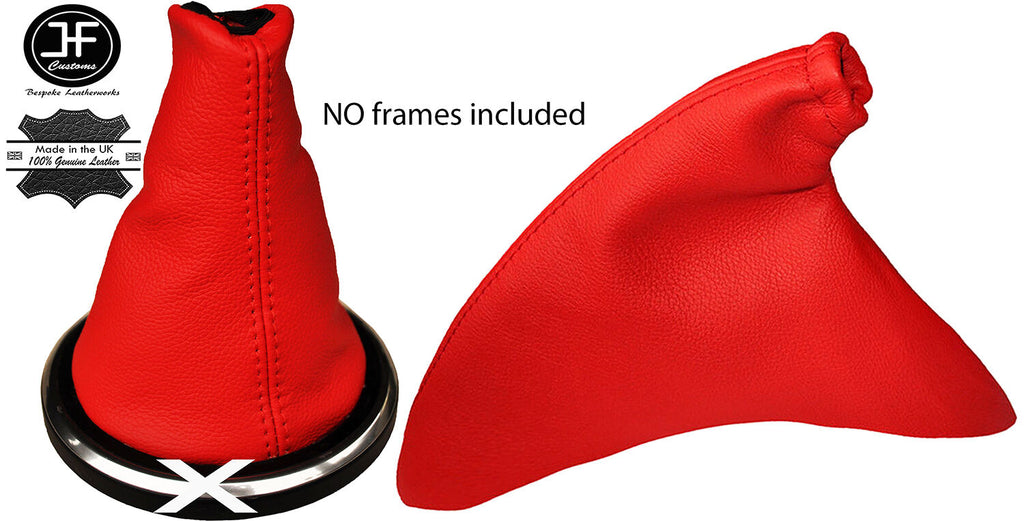 RED REAL LEATHER GEAR & HANDBRAKE GAITER FITS FORD FIESTA MK6 2002-2008