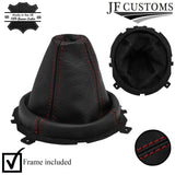 D RED STITCH LEATHER GEAR GAITER+PLASTIC FRAME FOR HYUNDAI COUPE S3 06-08