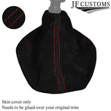 RED STITCHING SUEDE SKIN MANUAL GEAR GAITER FITS FIAT 500 & 500 ABARTH 07-14