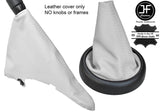 WHITE TOP GRAIN LEATHER GEAR & HANDBRAKE GAITER FITS BMW MINI R50 R52 R53 01-06