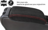 RED STITCH SUEDE ARMREST LID COVER FOR MERCEDES C CLASS C203 W203 COUPE 01-07